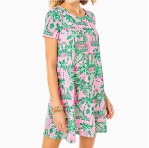 Lilly Pulitzer Cody T-Shirt Dress Mandevilla Baby Always Worth It Pink Green Sm.